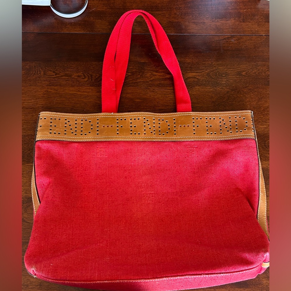 Vintage Red Fendi Tote Bag